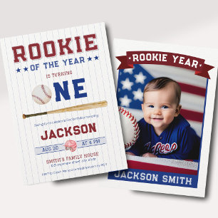 Invitation Nouvelle de l'année 1er anniversaire Baseball phot