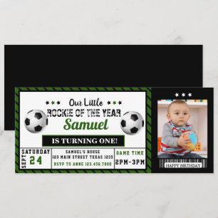Invitation Nouvelle de l'année 1er anniversaire Soccer Photo