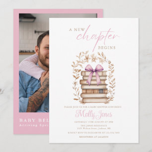 Invitation Nouvelle Histoire Livre Rose Baby Shower Photo