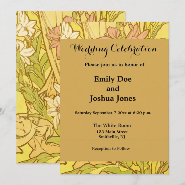 Invitation Nouvelle Lily flowers (Devant / Derrière)