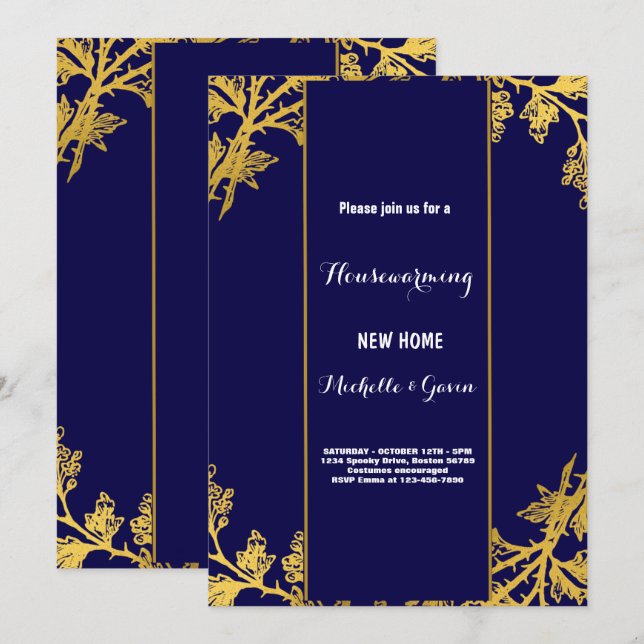 Invitation Nouvelle maison moderne automne pendaison de créma (Devant / Derrière)