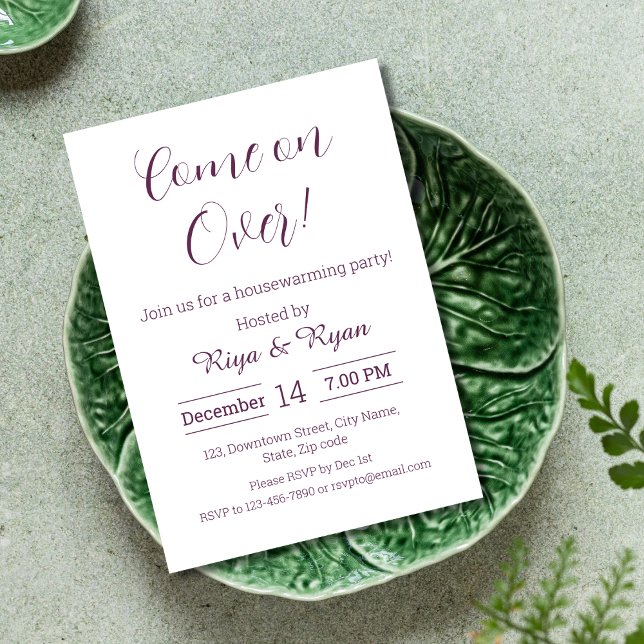 Invitation Nouvelle maison moderne Élégant Purple Ménage (funny housewarming invitation for new home housewarming party modern elegant purple open house)