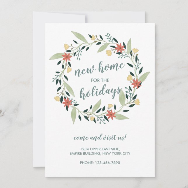 Invitation Nouvelle maison pour les fêtes Couronnes de Noël (Devant)