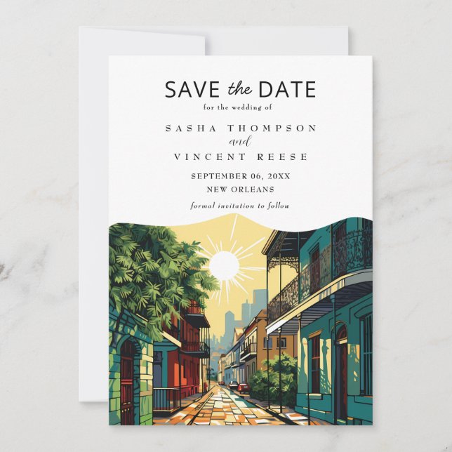 Invitation Nouvelle-Orléans Louisiane Enregistrer La Date Ret (Devant)