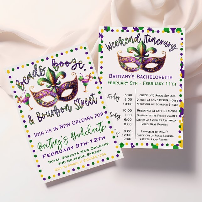 Invitation Nouvelle-Orléans Mardi Gras Bachelorette Invitatio (Créateur téléchargé)