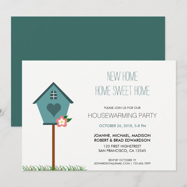 Invitation Nouvelle partie à la maison mignonne moderne de (Devant / Derrière)
