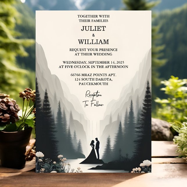 Invitation Nouvelle Rivière Pluie Nuage Nature Smoky Mariage  (Créateur téléchargé)
