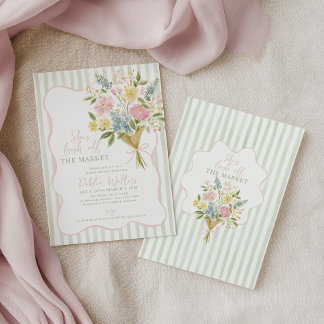 Invitation Nouvellement sur le Marché Fête de Mariage Florale