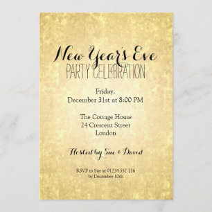 Invitation Nouvelles années élégantes d'Ève de feuille d'or