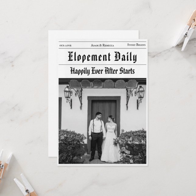 Invitation Nouvelles annonces de mariage dans le journal mode (Devant/Arrière en situation)