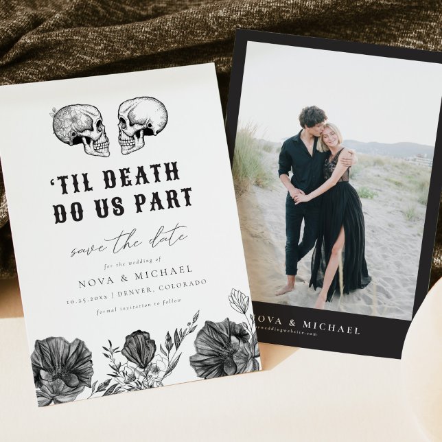 Invitation NOVA Til Death Gothic Skull Floral Enregistrer la  (Créateur téléchargé)
