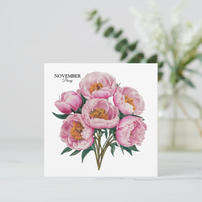 Invitation Novembre Peony Bloom - Cadeau d'anniversaire perso (Debout devant)