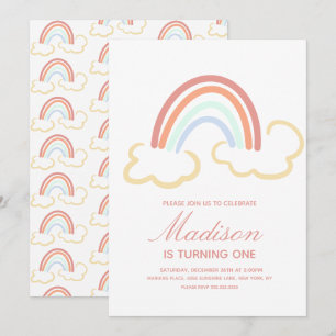 Invitation Nuage arc-en-ciel gribouillé de toutes couleurs po