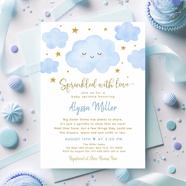 Invitation Nuage Blue Boy Saupoudré d'Amour Baby Sprinkle (Créateur téléchargé)