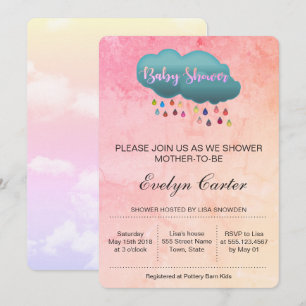 INVITATION NUAGE DE DOUCHE D'ARC-EN-CIEL/BABY SHOWER