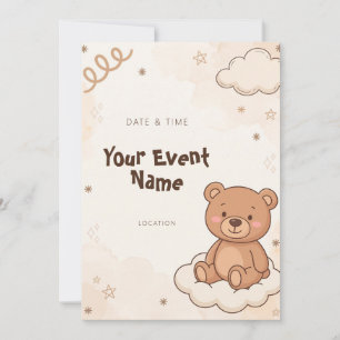 Invitation Nuage de Teddy Bear à la Crème Chaude
