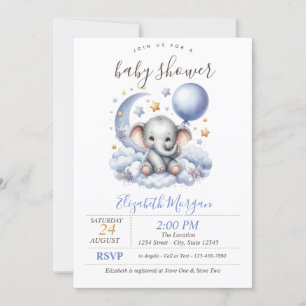 Invitation Nuage en forme d'ours en peluche Étoiles Rayures B