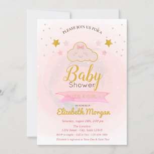 Invitation Nuage Mignon, Étoiles C'est une Fête Prénatale pou