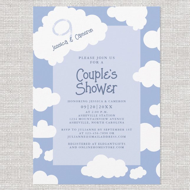 Invitation Nuage Neuf 9 Couples Fête des mariées Jolie Fun Pa (Cloud Nine 9 Couples Bridal Shower Cute Fun Party Invitation)