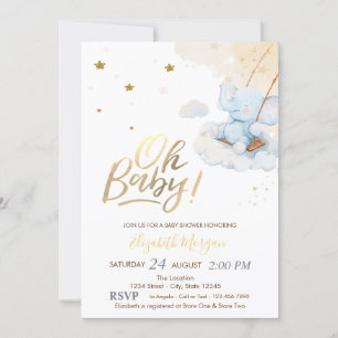 Invitation Nuages d'ours en peluche bleus