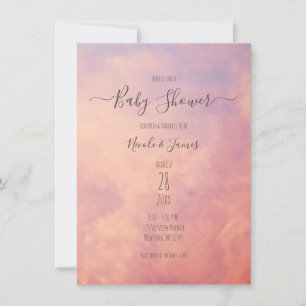 Invitation Nuages roses Rêveuse Ciel céleste Baby Shower