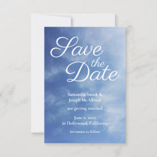 Invitation Nuageux Nuages Ciel Bleu Photo Enregistrer la Date