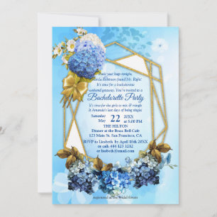 Invitation Nuances d'aquarelle bleue Hydrangeas Bachelorette