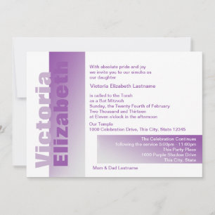 Invitation Nuances de Bat mitzvah pourpre