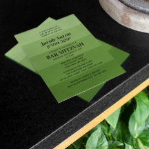 Nuances de vert olive Hébreu Nom Bar Mitzvah