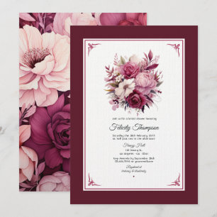 Invitation Nuances de vin floral Baby Shower
