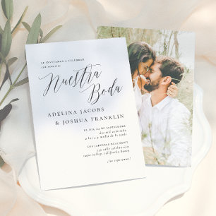 Invitation Nuestra Boda Caligrafía y Foto Invitación de Boda