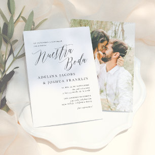 Invitation Nuestra Boda Caligrafía y Foto Invitación de Boda