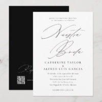 Nuestra Boda Espagnol Script noir QR Code Mariage