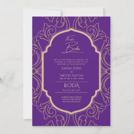 Invitation Nuestra Boda Gold Frame Mariage espagnol INVITE
