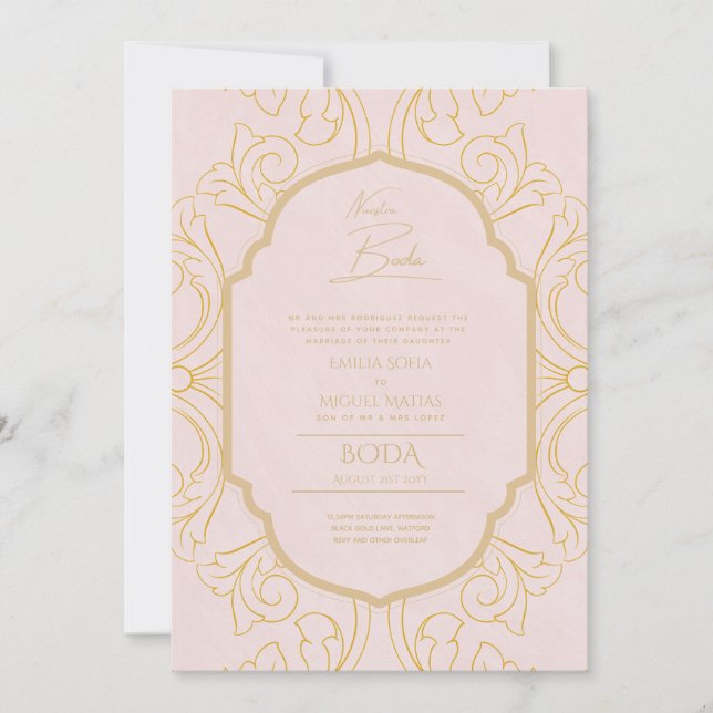 Invitation Nuestra Boda Gold Frame Mariage espagnol INVITE (Devant)