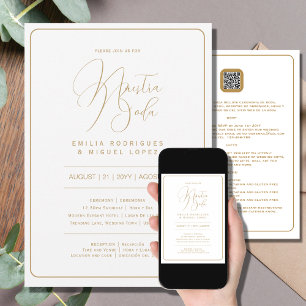 Invitation Nuestra Boda   WHITE GOLD Mariage incl. détails