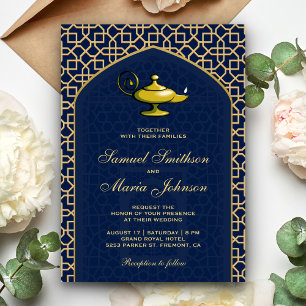 Invitation Nuit Arabes Lampe Magique Bleue Mariage