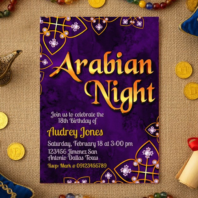 Invitation Nuit Arabesque - Violet (Arabian Night - Violet Invitation)