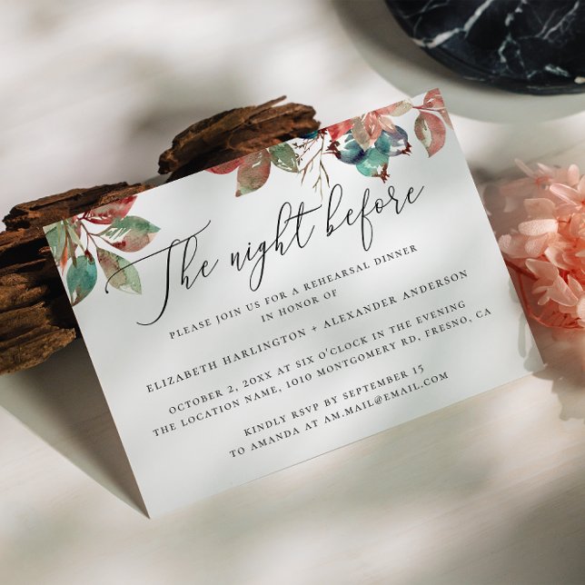 Invitation Nuit avant. Dîner de répétition florale de bleuets (Créateur téléchargé)