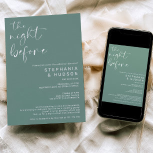 Invitation Nuit avant le mariage vert sauge
