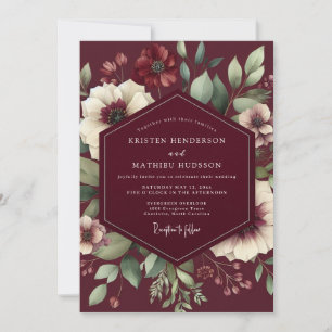 Invitation Nuit Bourguignonne Florale de Mariage