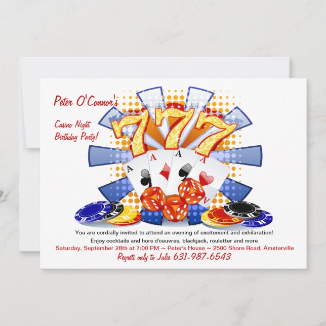 Invitation Nuit d'anniversaire du casino Lucky (Devant)