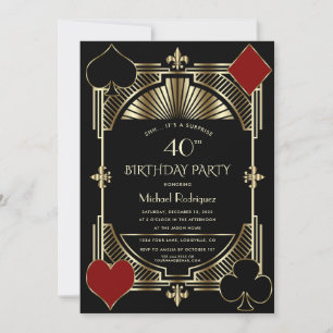 Invitation Nuit de casino à Las Vegas 40e anniversaire de jeu