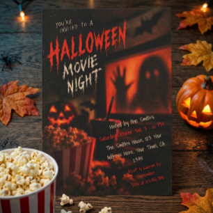 Invitation Nuit de cinéma d'horreur Halloween Popcorn Épouvan