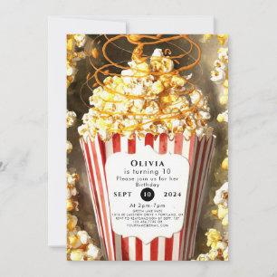 Invitation Nuit de cinéma Whimsal Popcorn Anniversaire