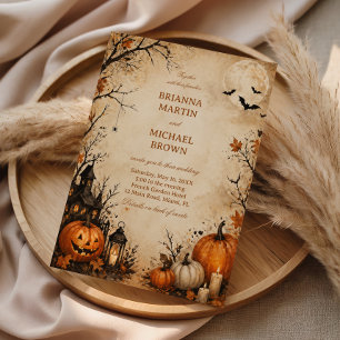 Invitation Nuit de citrouille automnale vintage effrayante