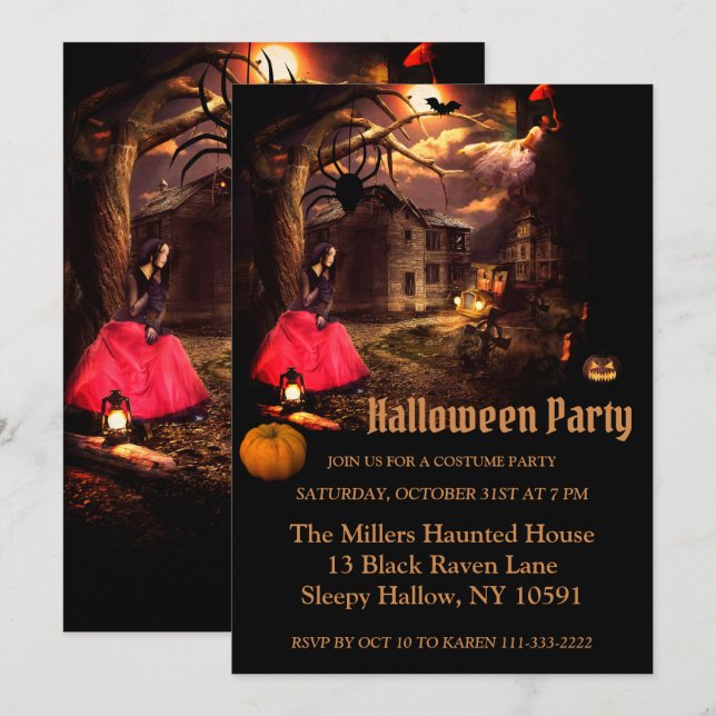 Invitation Nuit de cuisine fête de nuit d'Halloween (Devant / Derrière)