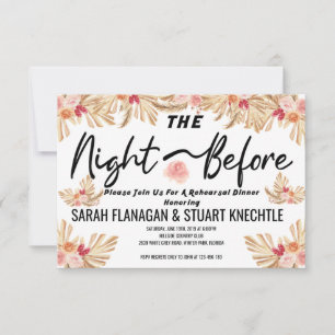 Invitation Nuit de noces avant, herbe de la pampa Boho 