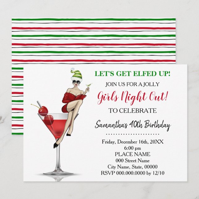 Invitation Nuit de Noël d'anniversaire Sortons nous lasser (Devant / Derrière)