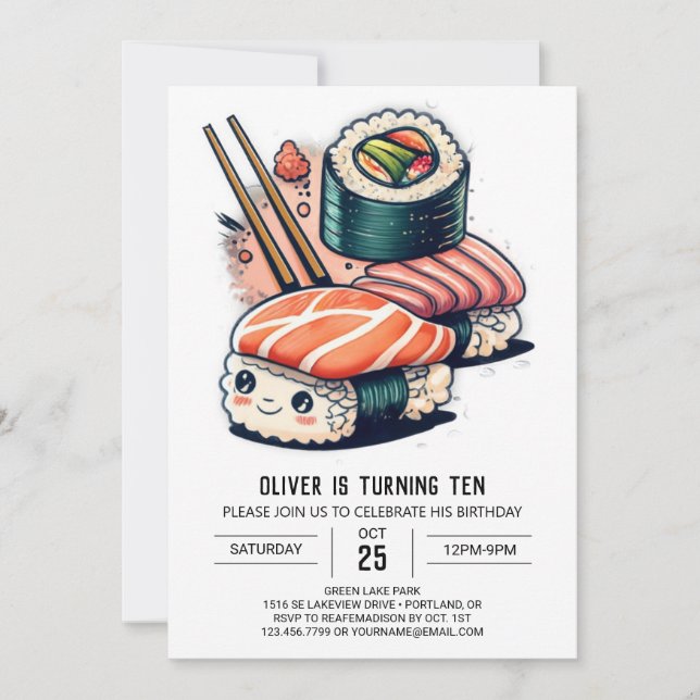 Invitation Nuit de sushi personnalisée Anniversaire (Devant)
